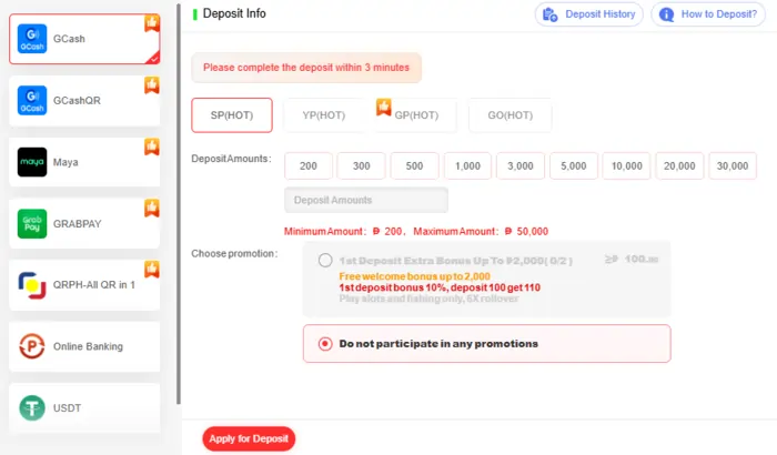 YE7 Deposit Info